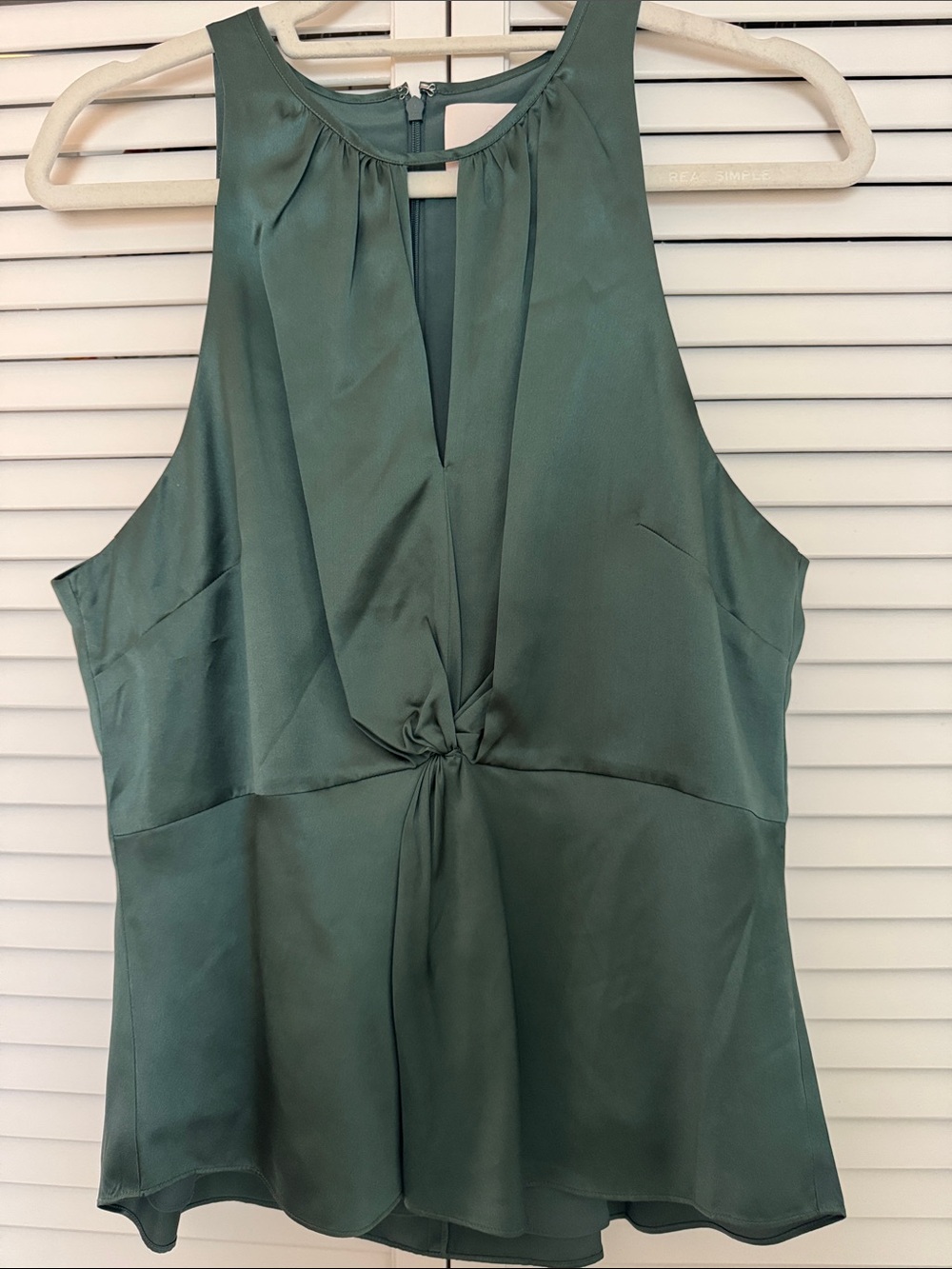 cinq a sept Satin Olive Green Twist-Front Camisole